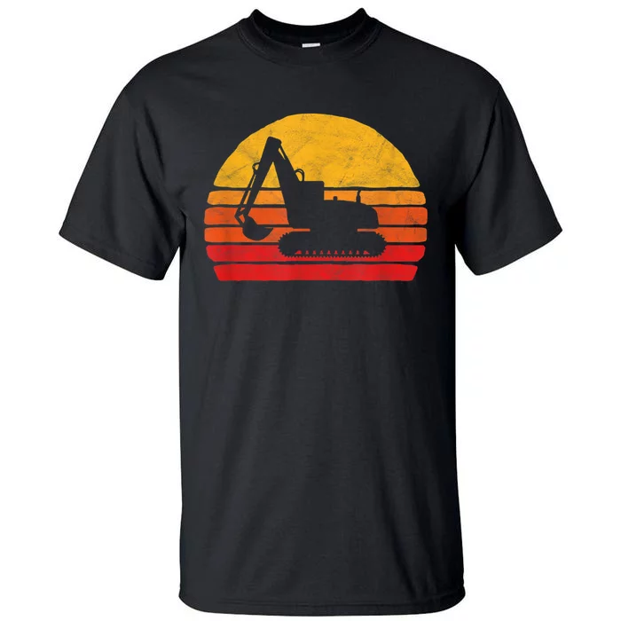 Retro Excavator & Sunset Vintage Construction Design Retro Tall T-Shirt