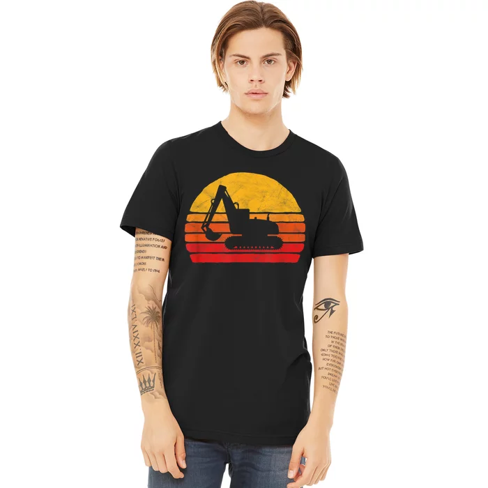 Retro Excavator & Sunset Vintage Construction Design Retro Premium T-Shirt