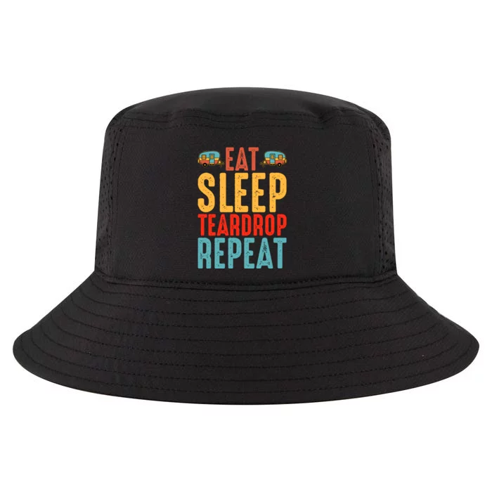 Retro Eat Sleep Teardrop Repeat Rv Camping Camper Gift Cool Comfort Performance Bucket Hat