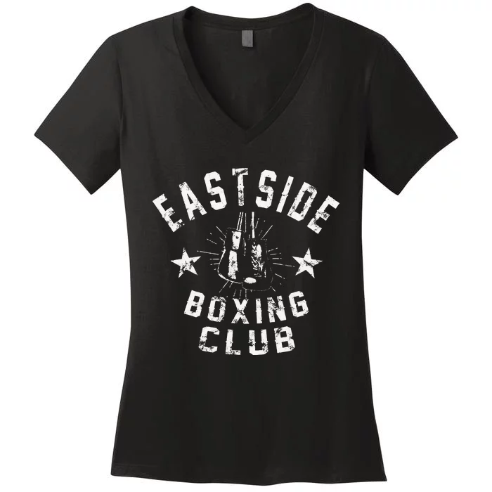 Retro East Side Boxing Club Vintage Distressed Women's V-Neck T-Shirt