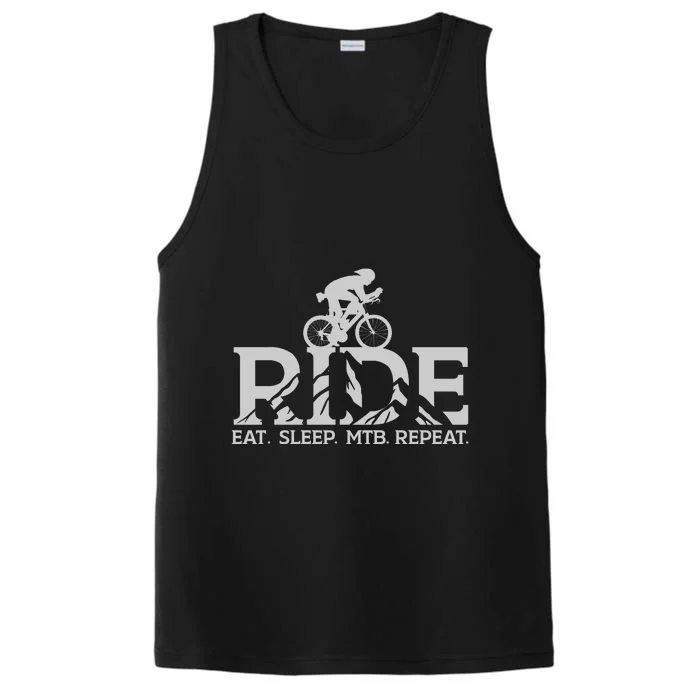 Ride Eat Sleep MTB Repeat Mountain Biker Lover Gift Performance Tank