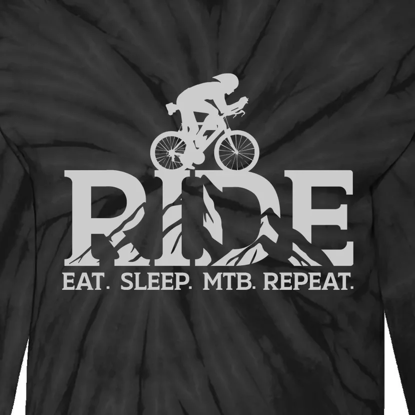 Ride Eat Sleep MTB Repeat Mountain Biker Lover Gift Tie-Dye Long Sleeve Shirt