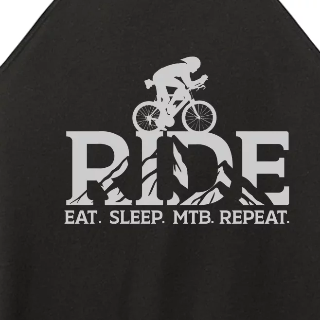 Ride Eat Sleep MTB Repeat Mountain Biker Lover Gift Women’s Perfect Tri Rocker Tank