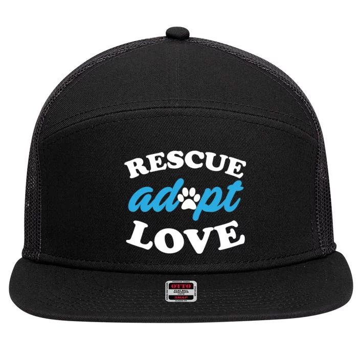 Rescue Adopt Love 7 Panel Mesh Trucker Snapback Hat