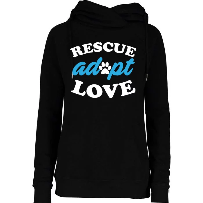 Rescue Adopt Love Womens Funnel Neck Pullover Hood