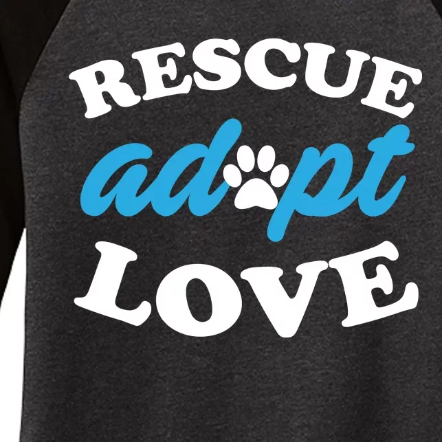 Rescue Adopt Love Women's Tri-Blend 3/4-Sleeve Raglan Shirt