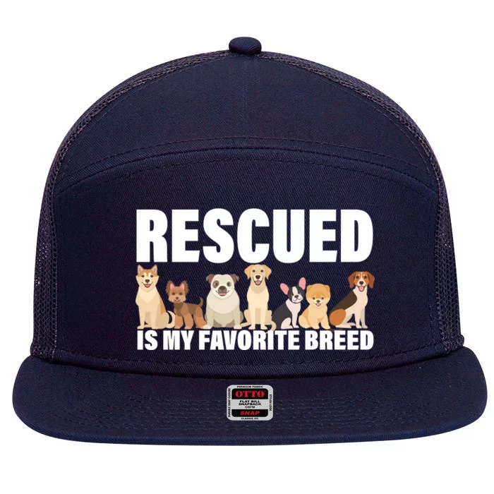 Rescued Is My Favorite Breed 7 Panel Mesh Trucker Snapback Hat