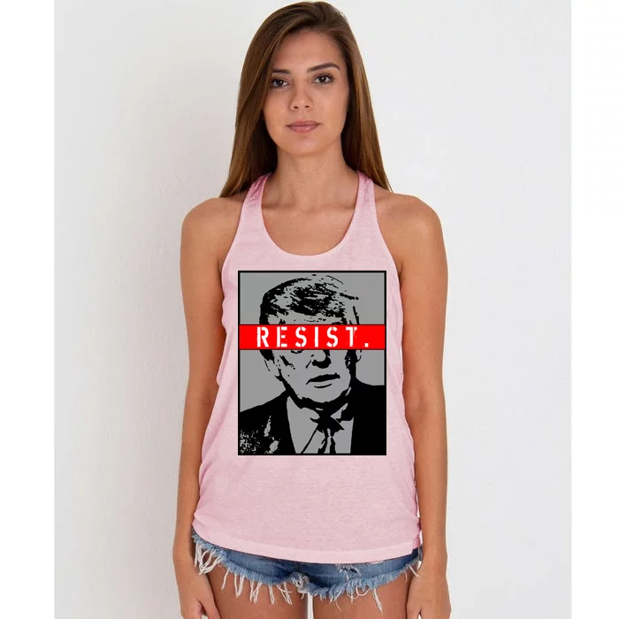 Resist. President Donald Trump Anti Trump The Resistance Women's Knotted Racerback Tank