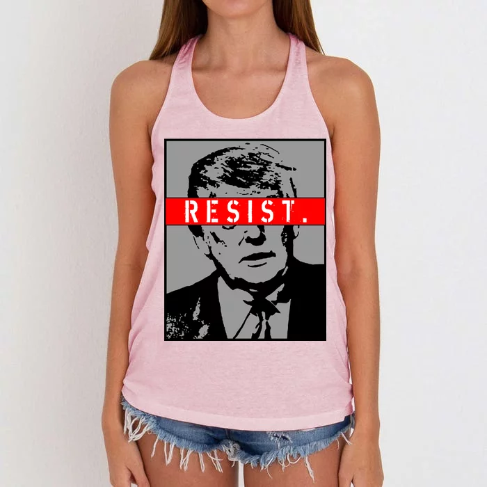 Resist. President Donald Trump Anti Trump The Resistance Women's Knotted Racerback Tank