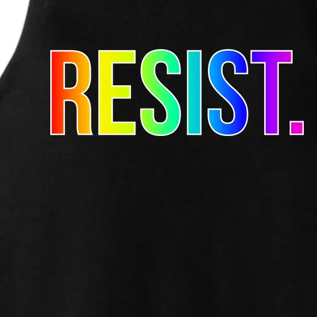 Resist. Rainbow Logo National Equality March Ladies Tri-Blend Wicking Tank