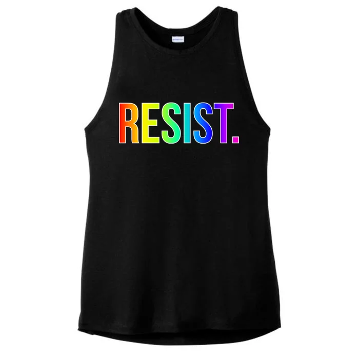 Resist. Rainbow Logo National Equality March Ladies Tri-Blend Wicking Tank