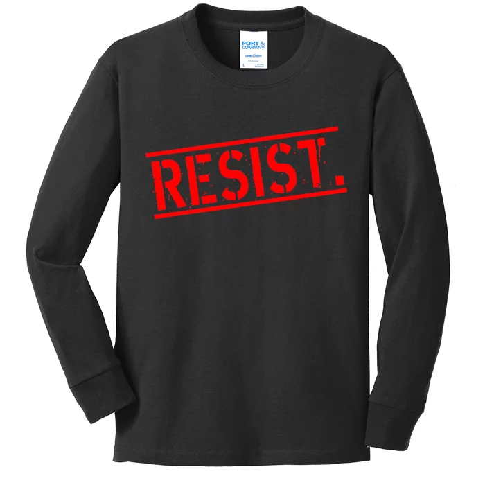 Resist. Vintage Army Stamp Anti Trump Resistance Kids Long Sleeve Shirt