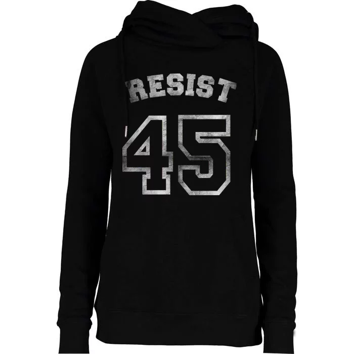 Resist 45 Stone Logo Anti Trump Resistance Womens Funnel Neck Pullover Hood