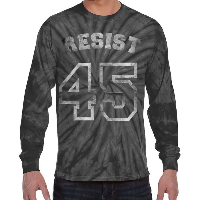 Resist 45 Stone Logo Anti Trump Resistance Tie-Dye Long Sleeve Shirt