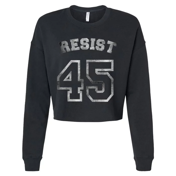 Resist 45 Stone Logo Anti Trump Resistance Cropped Pullover Crew