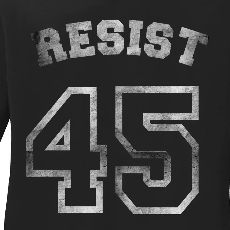 Resist 45 Stone Logo Anti Trump Resistance Ladies Long Sleeve Shirt