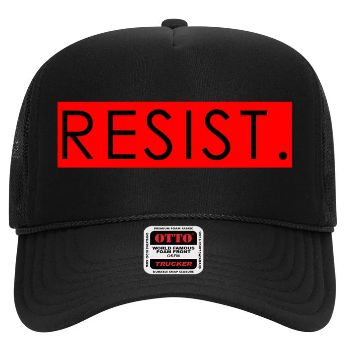 Resist Campaign Red Box Logo Anti-Trump High Crown Mesh Trucker Hat