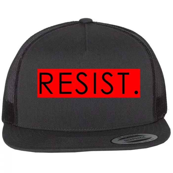 Resist Campaign Red Box Logo Anti-Trump Flat Bill Trucker Hat