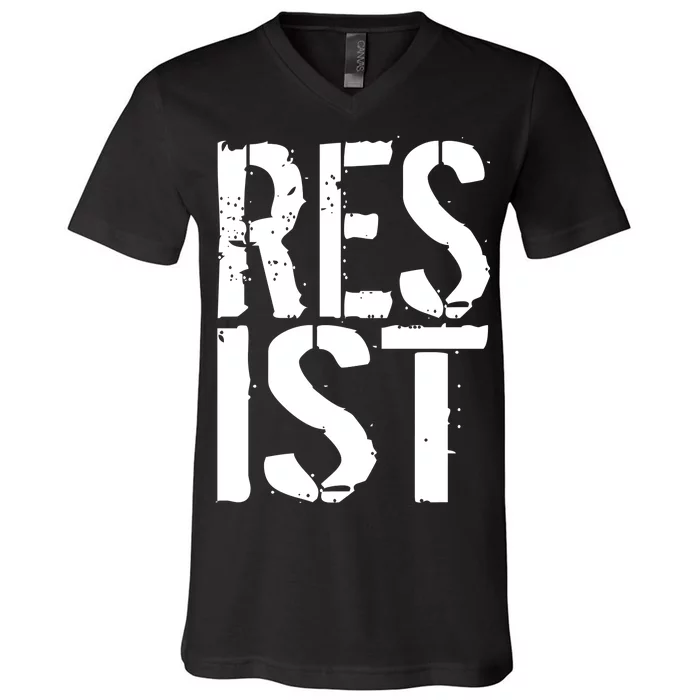 Resist Distressed V-Neck T-Shirt