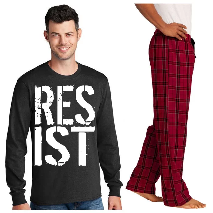 Resist Distressed Long Sleeve Pajama Set