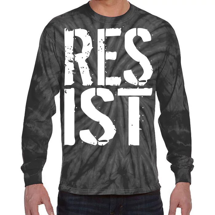 Resist Distressed Tie-Dye Long Sleeve Shirt