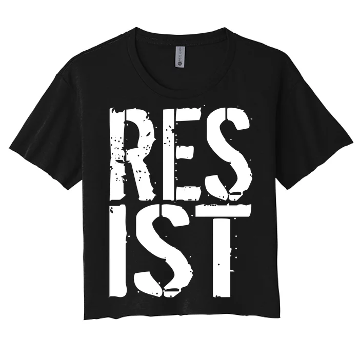 Resist Distressed Women's Crop Top Tee