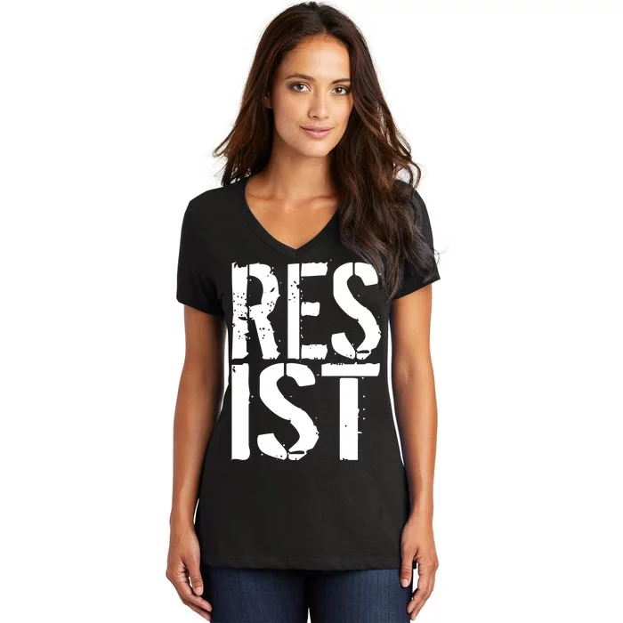 Resist Distressed Women's V-Neck T-Shirt