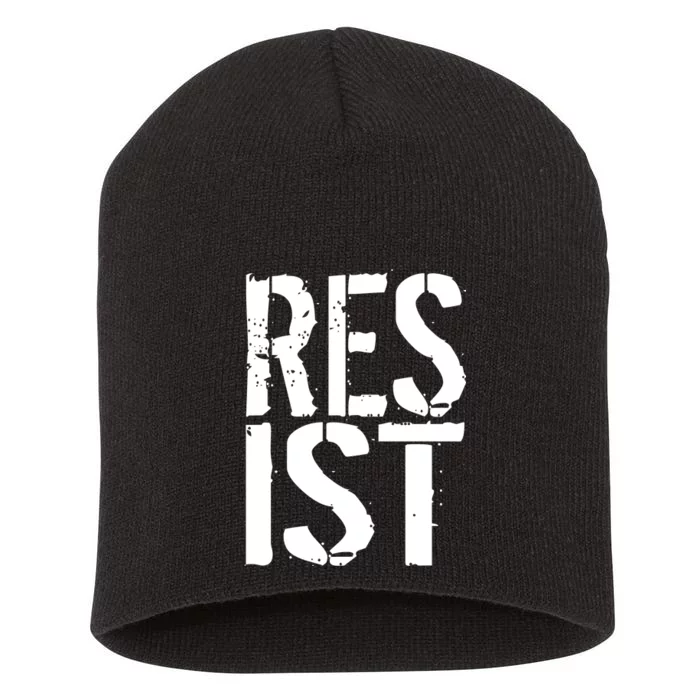 Resist Distressed Short Acrylic Beanie