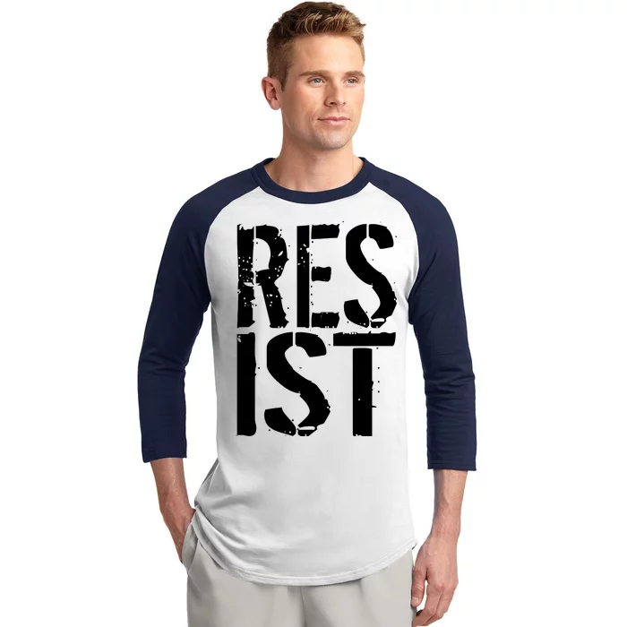 Resist Distressed Baseball Sleeve Shirt