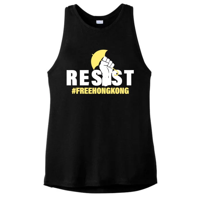 Resist Fight For Hong Kong Yellow Umbrella Movement Ladies Tri-Blend Wicking Tank