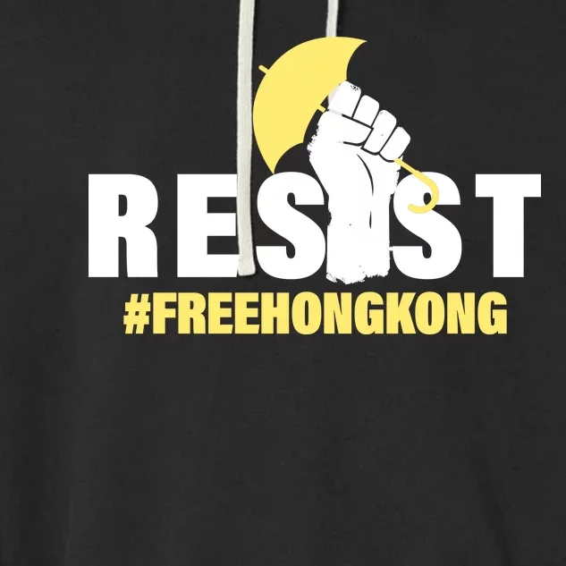 Resist Fight For Hong Kong Yellow Umbrella Movement Garment-Dyed Fleece Hoodie