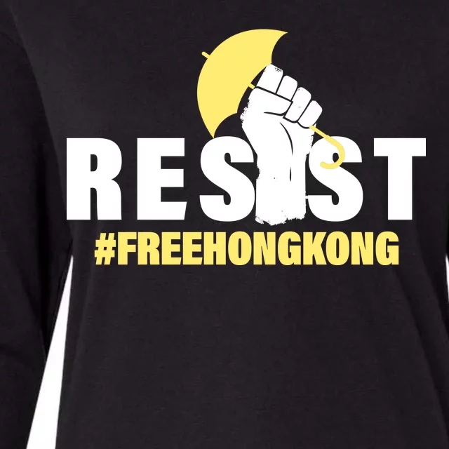 Resist Fight For Hong Kong Yellow Umbrella Movement Womens Cotton Relaxed Long Sleeve T-Shirt