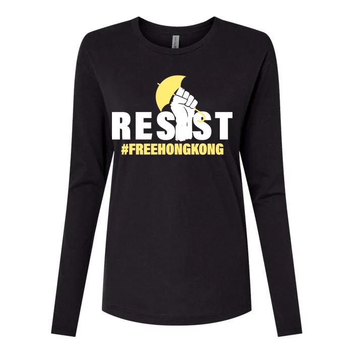 Resist Fight For Hong Kong Yellow Umbrella Movement Womens Cotton Relaxed Long Sleeve T-Shirt