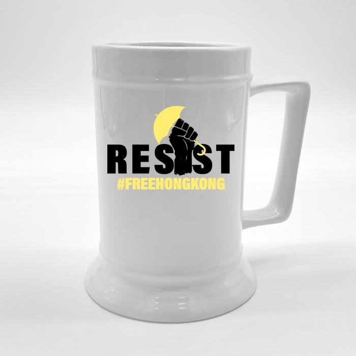 Resist Fight For Hong Kong Yellow Umbrella Movement Front & Back Beer Stein