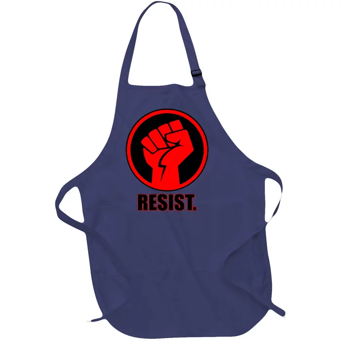 Resist Fist Circle Crest Resistance Anti Trump Full-Length Apron With Pocket