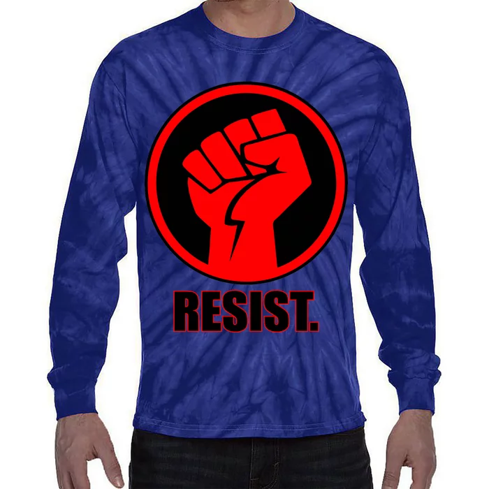 Resist Fist Circle Crest Resistance Anti Trump Tie-Dye Long Sleeve Shirt