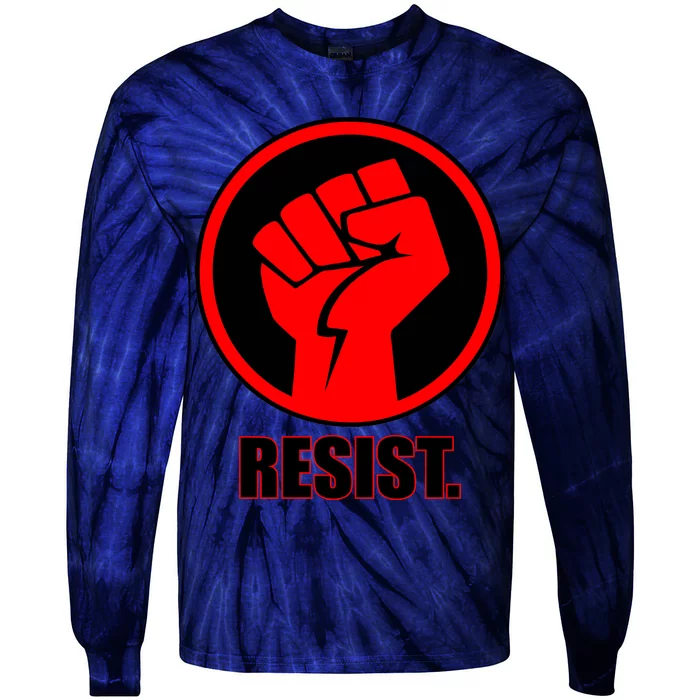 Resist Fist Circle Crest Resistance Anti Trump Tie-Dye Long Sleeve Shirt