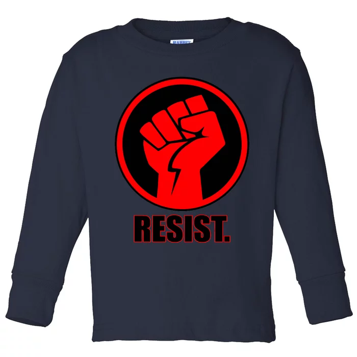 Resist Fist Circle Crest Resistance Anti Trump Toddler Long Sleeve Shirt