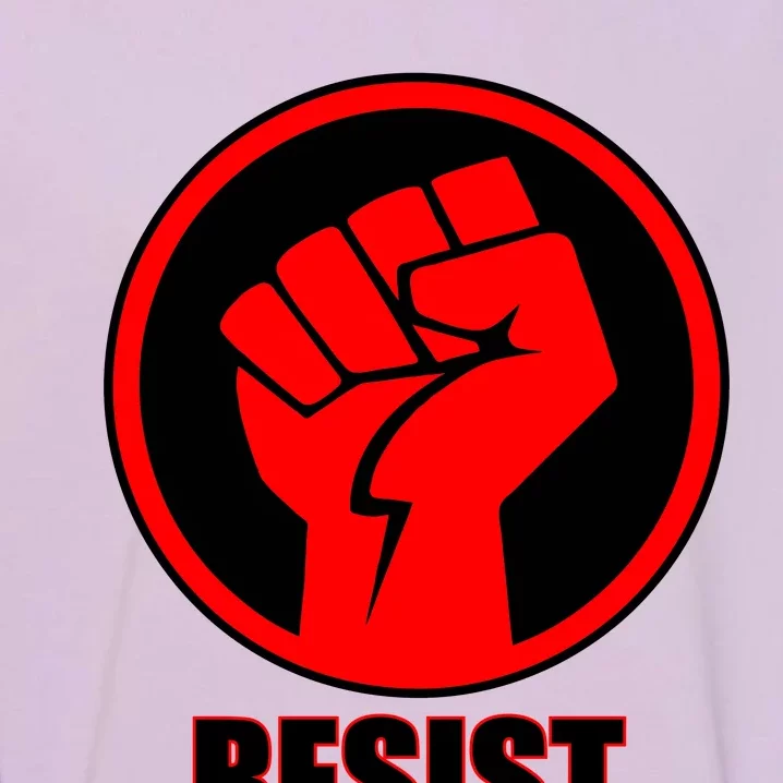 Resist Fist Circle Crest Resistance Anti Trump Garment-Dyed Sweatshirt