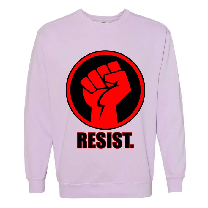 Resist Fist Circle Crest Resistance Anti Trump Garment-Dyed Sweatshirt