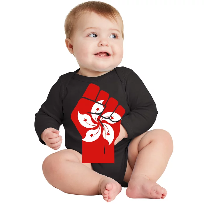 Resist Fist Hong Kong Flag Baby Long Sleeve Bodysuit