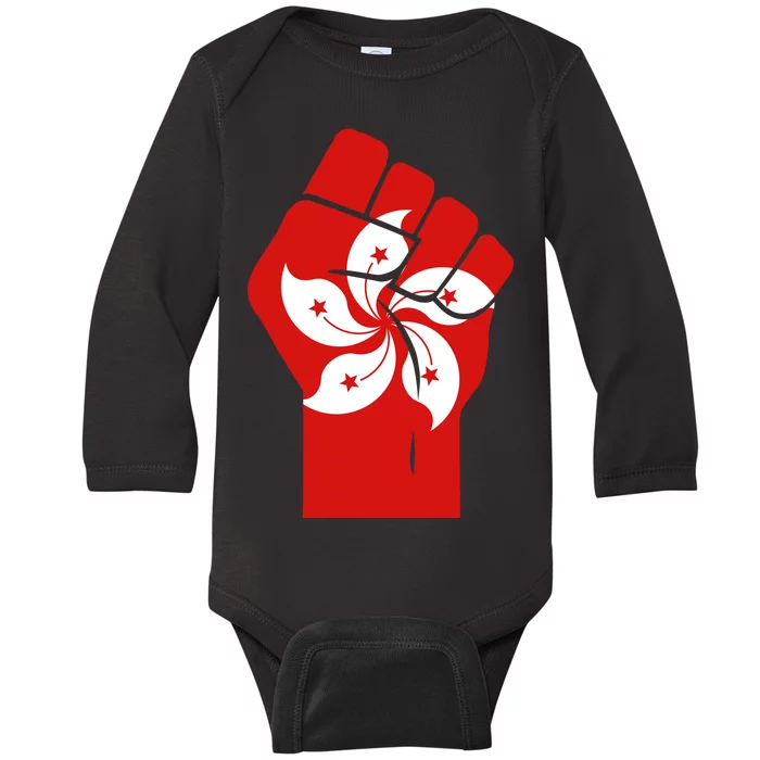 Resist Fist Hong Kong Flag Baby Long Sleeve Bodysuit