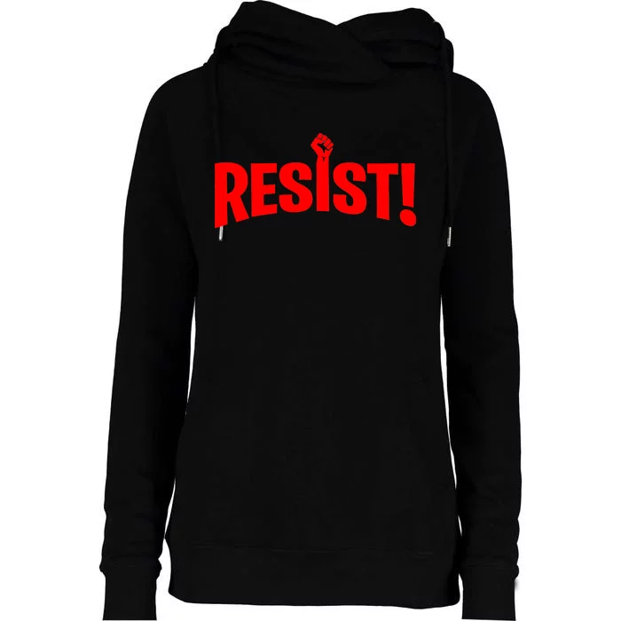 Resist Fist Logo Anti Trump Resistance Revolution Womens Funnel Neck Pullover Hood