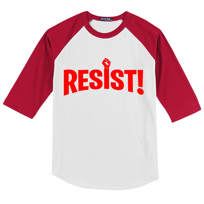 Resist Fist Logo Anti Trump Resistance Revolution Kids Colorblock Raglan Jersey