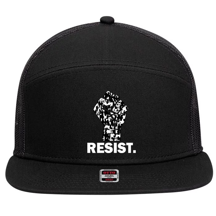 Resist Fist Pattern Hand 7 Panel Mesh Trucker Snapback Hat