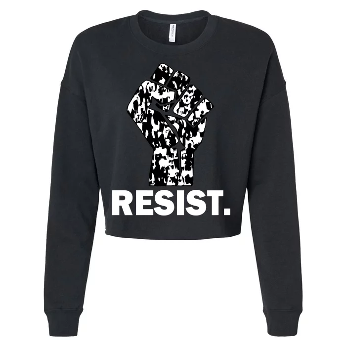 Resist Fist Pattern Hand Cropped Pullover Crew