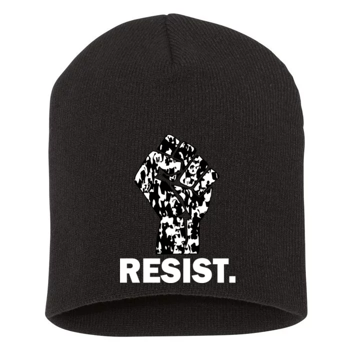 Resist Fist Pattern Hand Short Acrylic Beanie