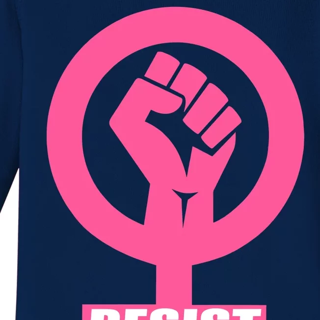 Resist Fist Women's Rights Logo Anti Trump Protest Baby Long Sleeve Bodysuit