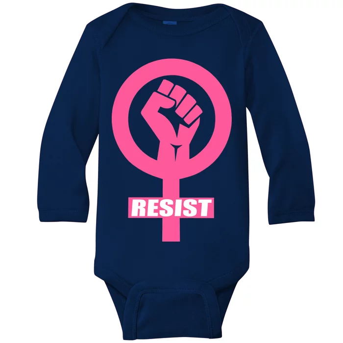 Resist Fist Women's Rights Logo Anti Trump Protest Baby Long Sleeve Bodysuit