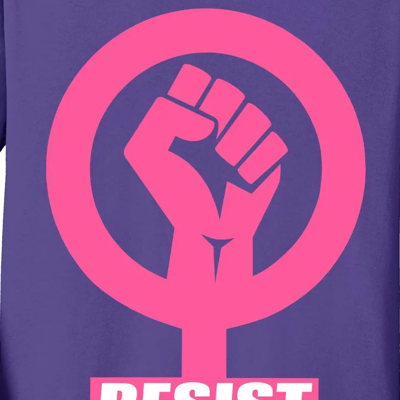 Resist Fist Women's Rights Logo Anti Trump Protest Kids Long Sleeve Shirt